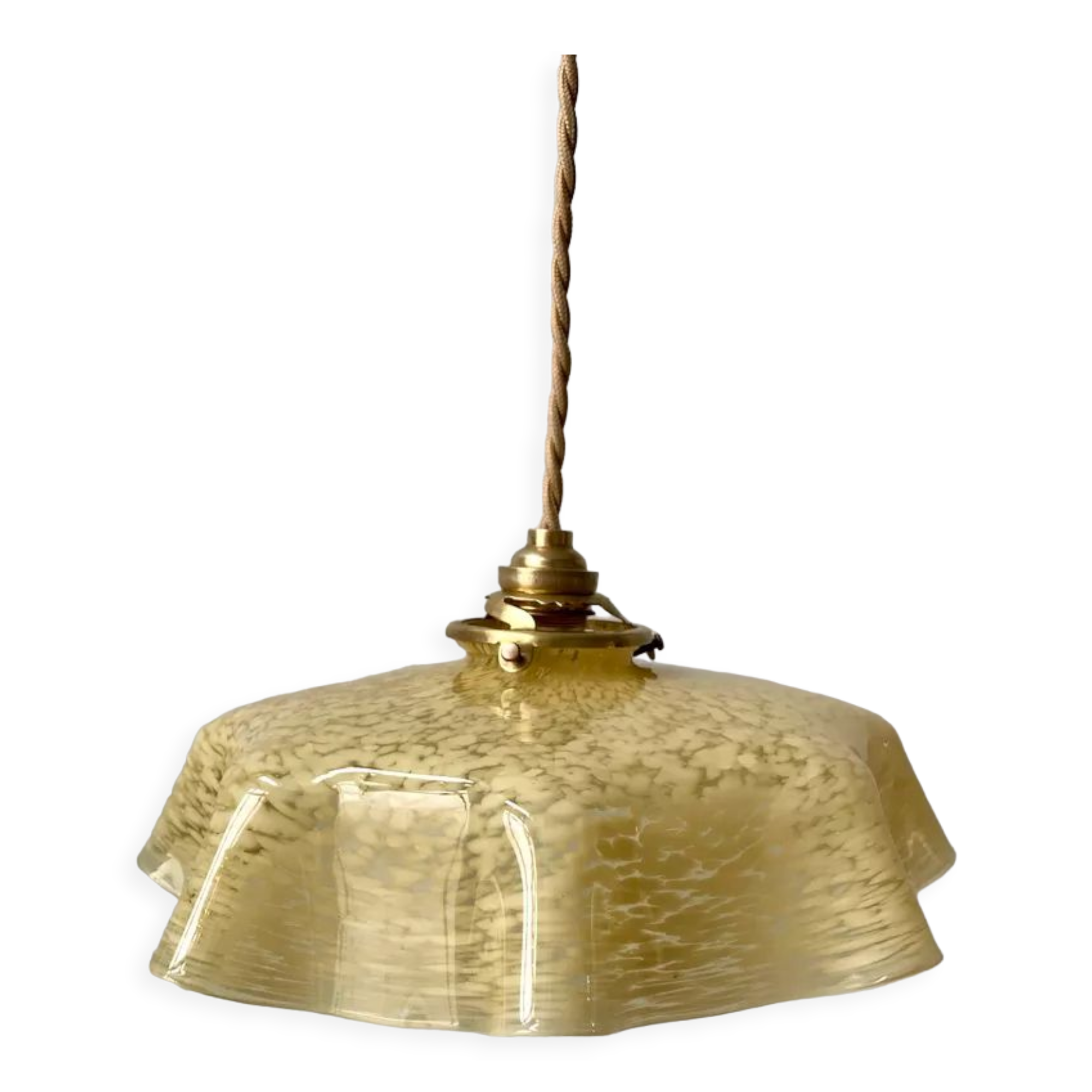 Yellow Clichy glass pendant lamp 20s