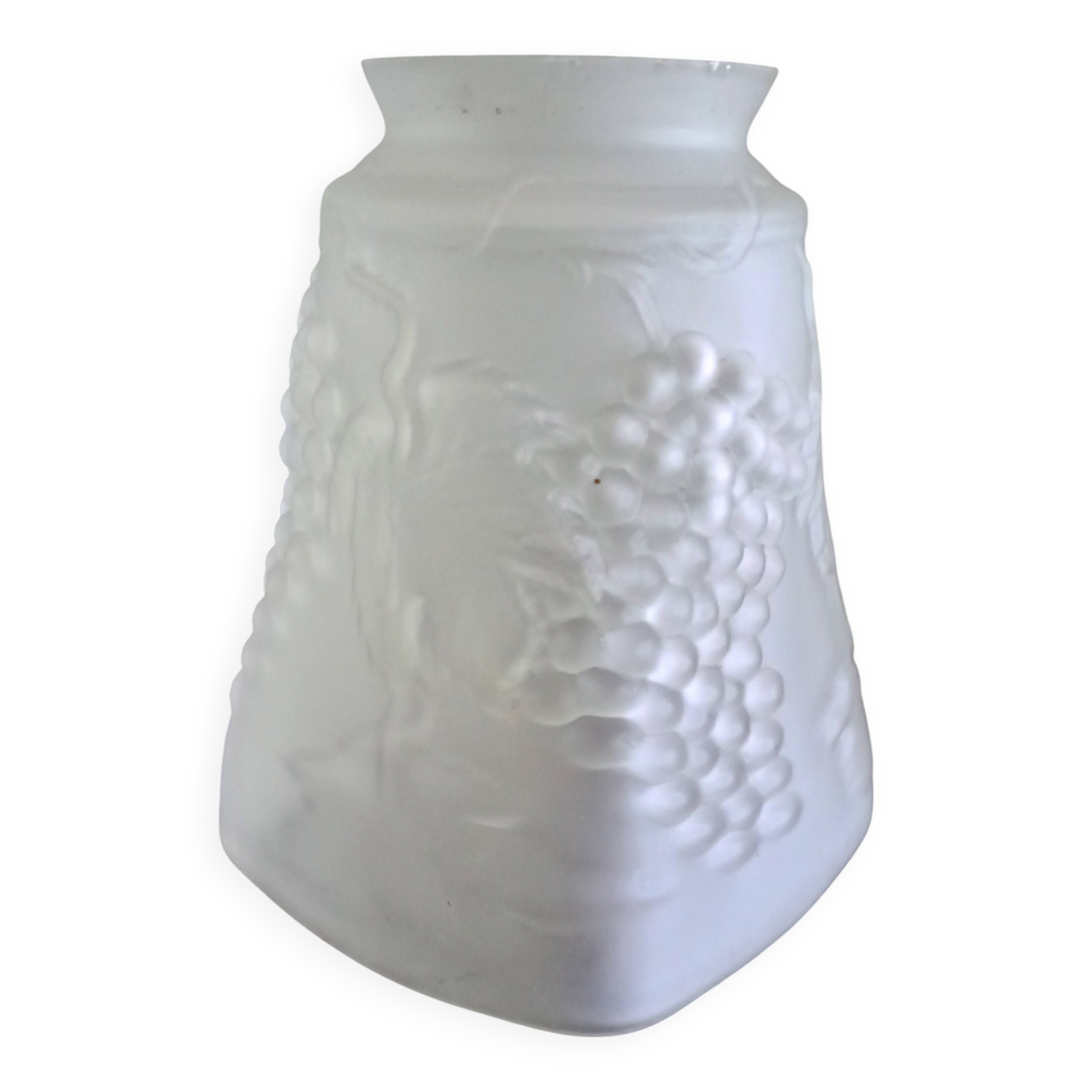 Tulipe lustre ou lampe moulé aux pampre de vigne raisin - verre dépoli