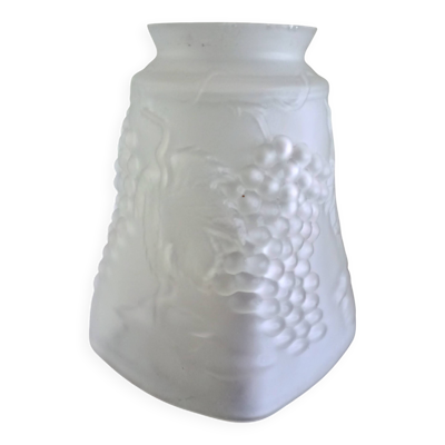 Tulipe lustre ou lampe moulé aux pampre de vigne raisin - verre dépoli