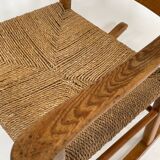 Mid century pine & sisal rocking chair, 1950s