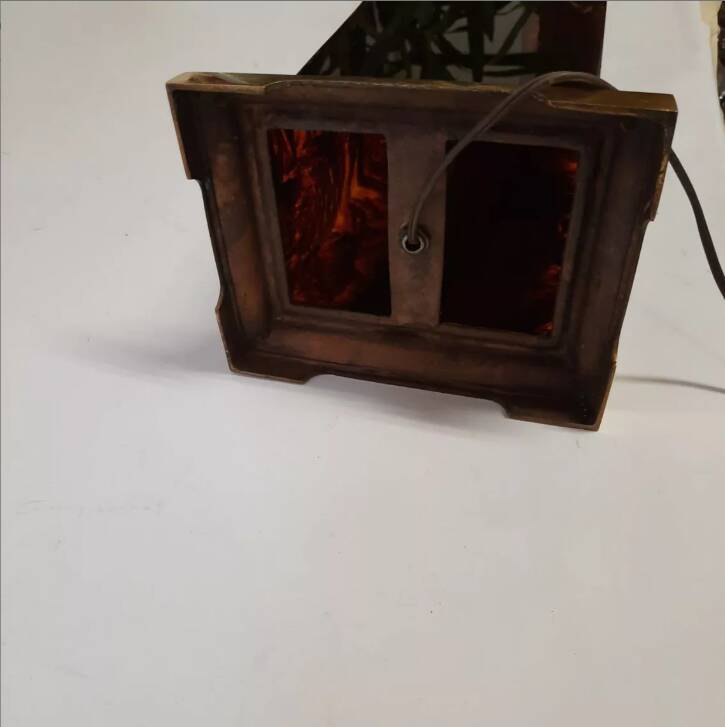 Lamp - briar and brass lucite effect - 1980s - vintage.