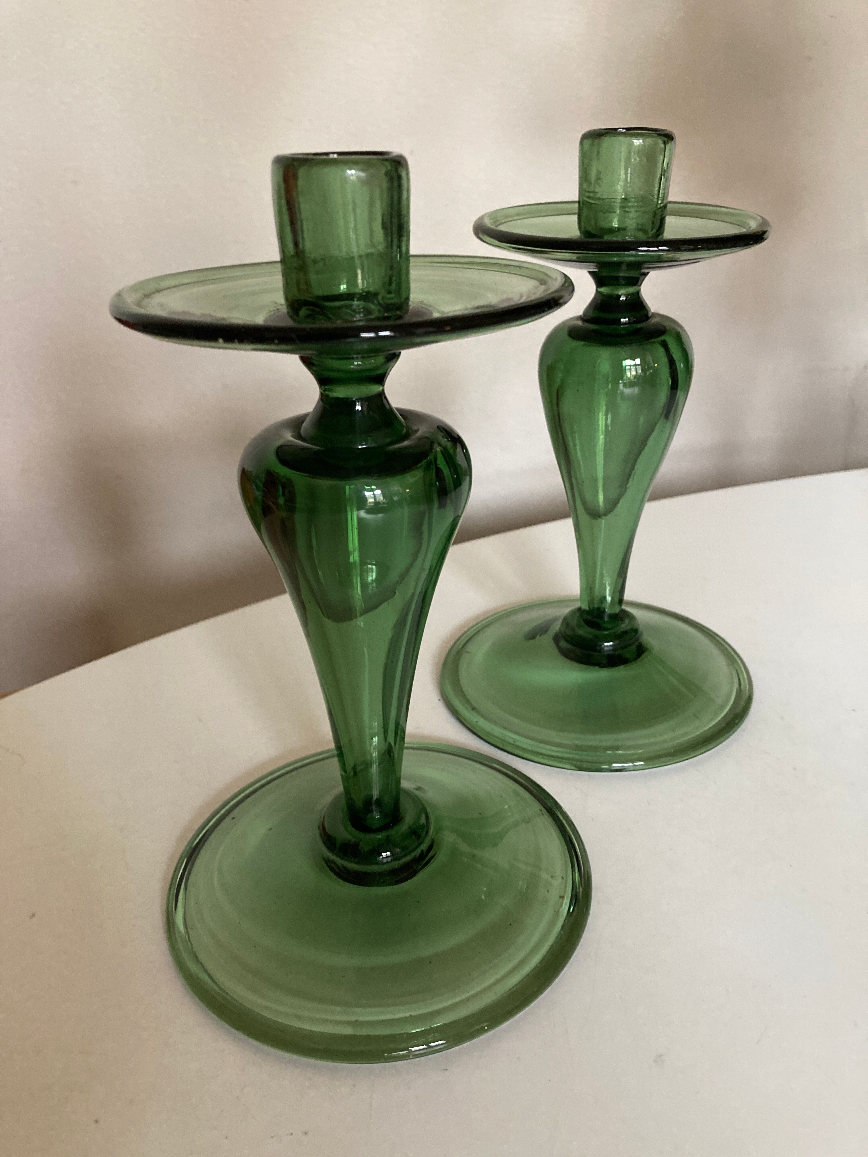 Pair of blown glass candlesticks 1960