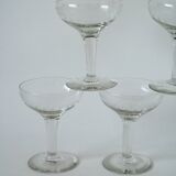 set of 5 engraved crystal champagne glasses 1950
