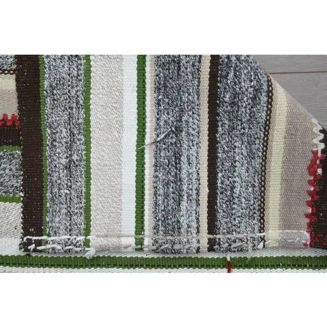 1970s Vintage Turkish Hand-Knotted Gray White Kilim Runner Rug 118x267