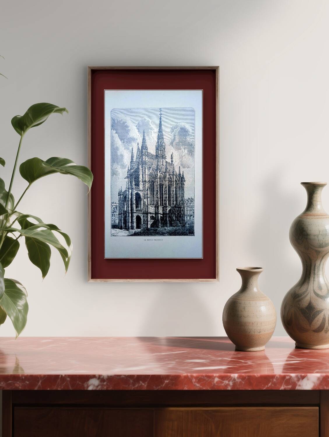 The Sainte-Chapelle, Paris, vintage engraving 1906. Authentic.