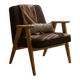 Fauteuil rétro en tissu en laine cacao, bois de hêtre naturel
