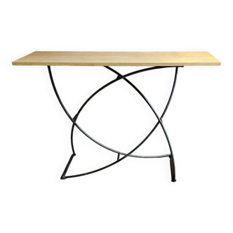 Metal and wood console