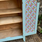 Armoire parisienne vintage bleu vert grisé