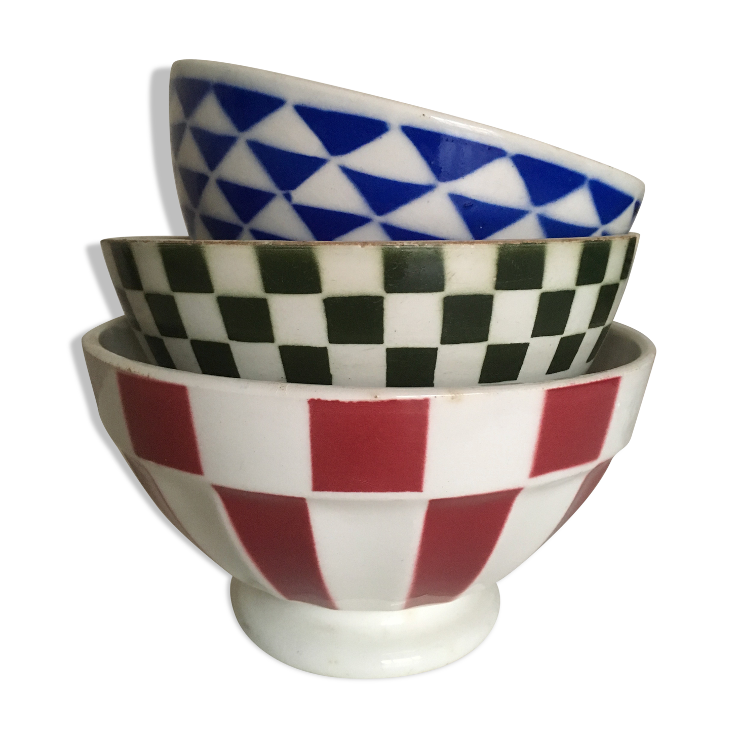 Set de 3 bols de faience terre de fer début 20