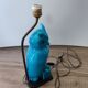 Turquoise cracked earthenware owl lamp