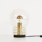 Wonderful 1970s bubble glass and brass table lamp by Glashutte Limburg