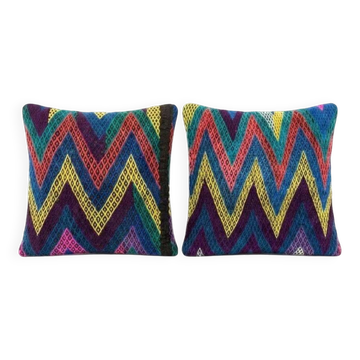 Lot de 2 housses de coussin kilim vintage 48x51 cm
