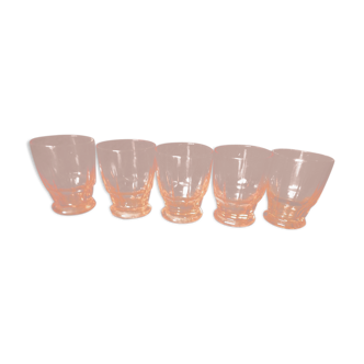 Lot 5 glasses old glass pink press aperitif digestive art nouveau art deco