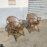 Pair of vintage rattan armchairs