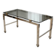 Chrome and smoked glass coffee table on wheels 1970
