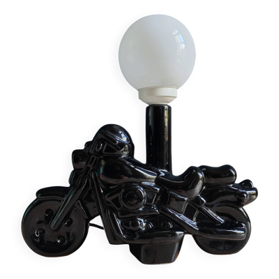 Lampe de table moto céramique noire vintage   Style Harley Davidson