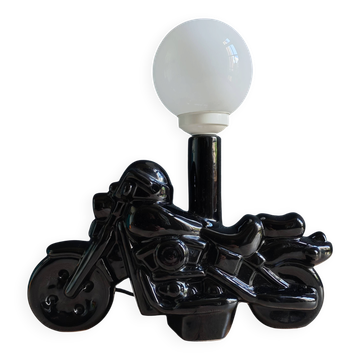 Lampe de table moto céramique noire vintage | Style Harley Davidson