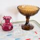 Vintage glass sugar bowl in brown, yellow, and orange, Italy, 1960s.