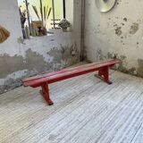 1950s oak bench with red patina, 2m