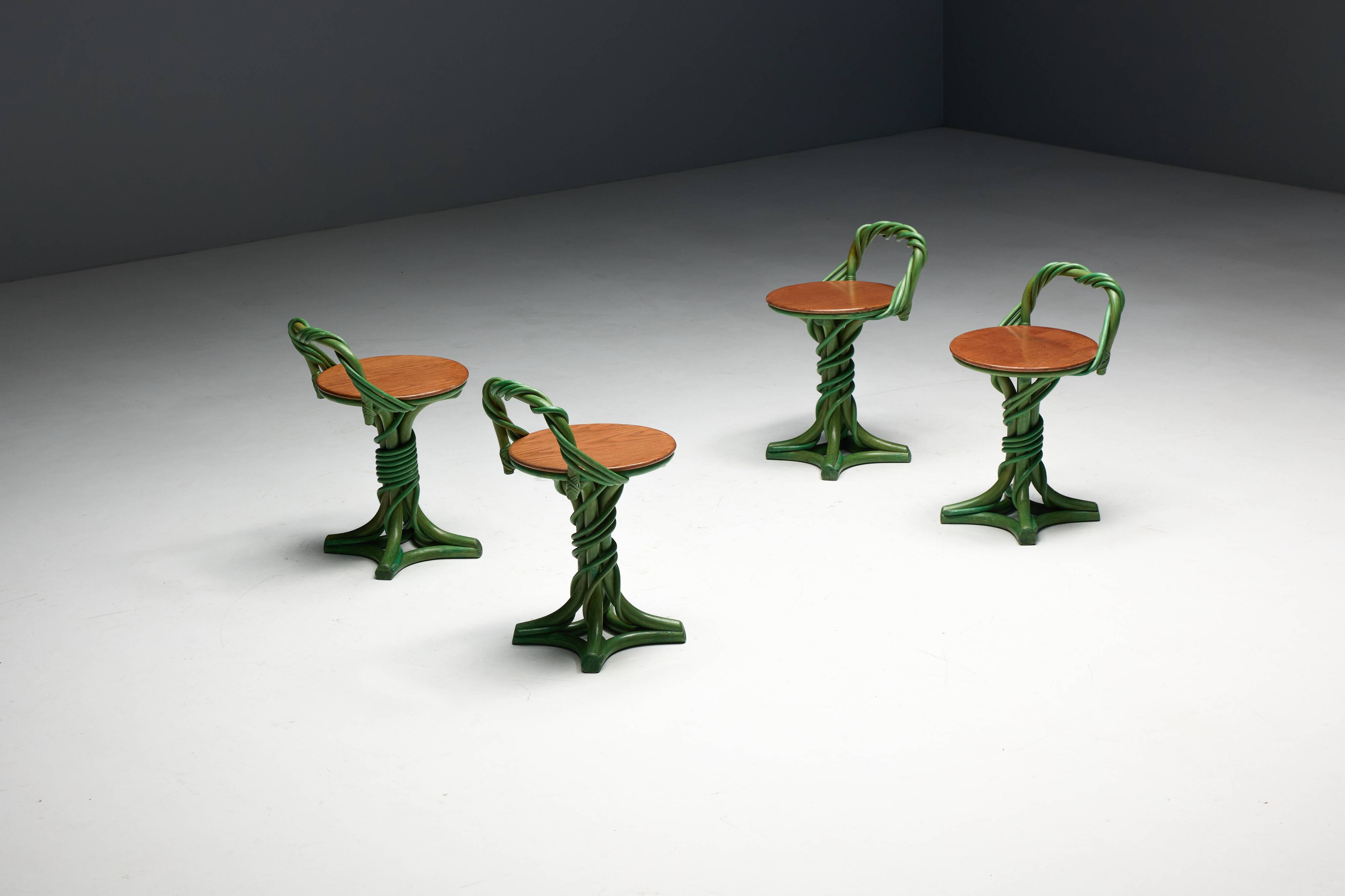 Whimsical Vine Twist Stools, France, Late 20th Century