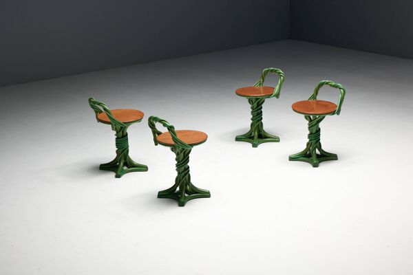 Tabourets fantaisistes en forme de vigne, France, fin du XXe siècle