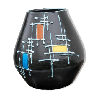 Ceramic vase attributed to Vallauris vintage 1960