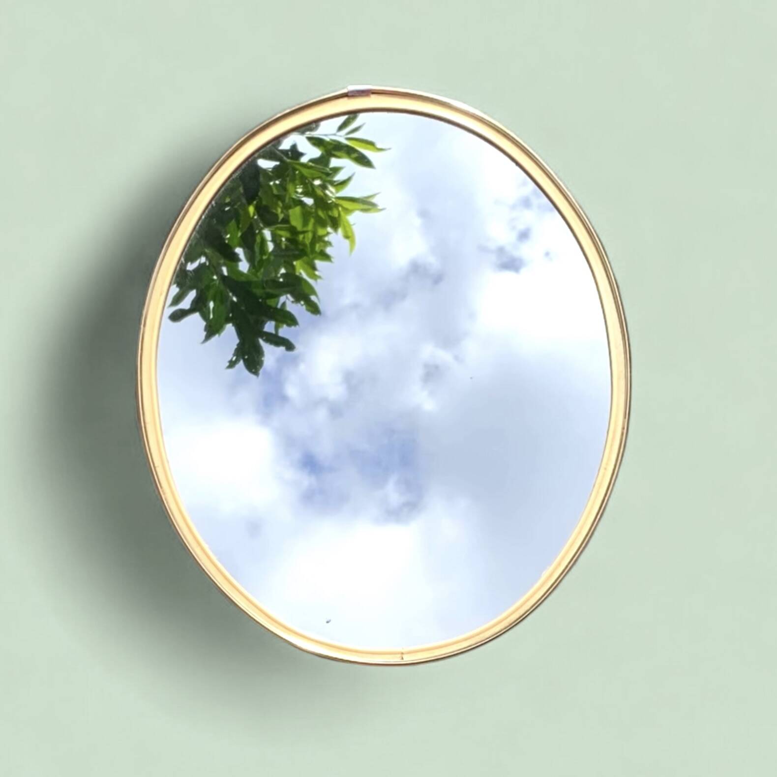 Vintage oval mirror with brass border - EDIL