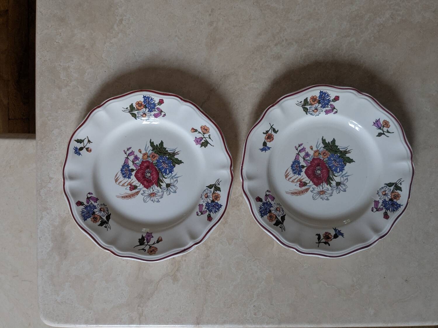 Two Sarreguemines Agreste dinner plates