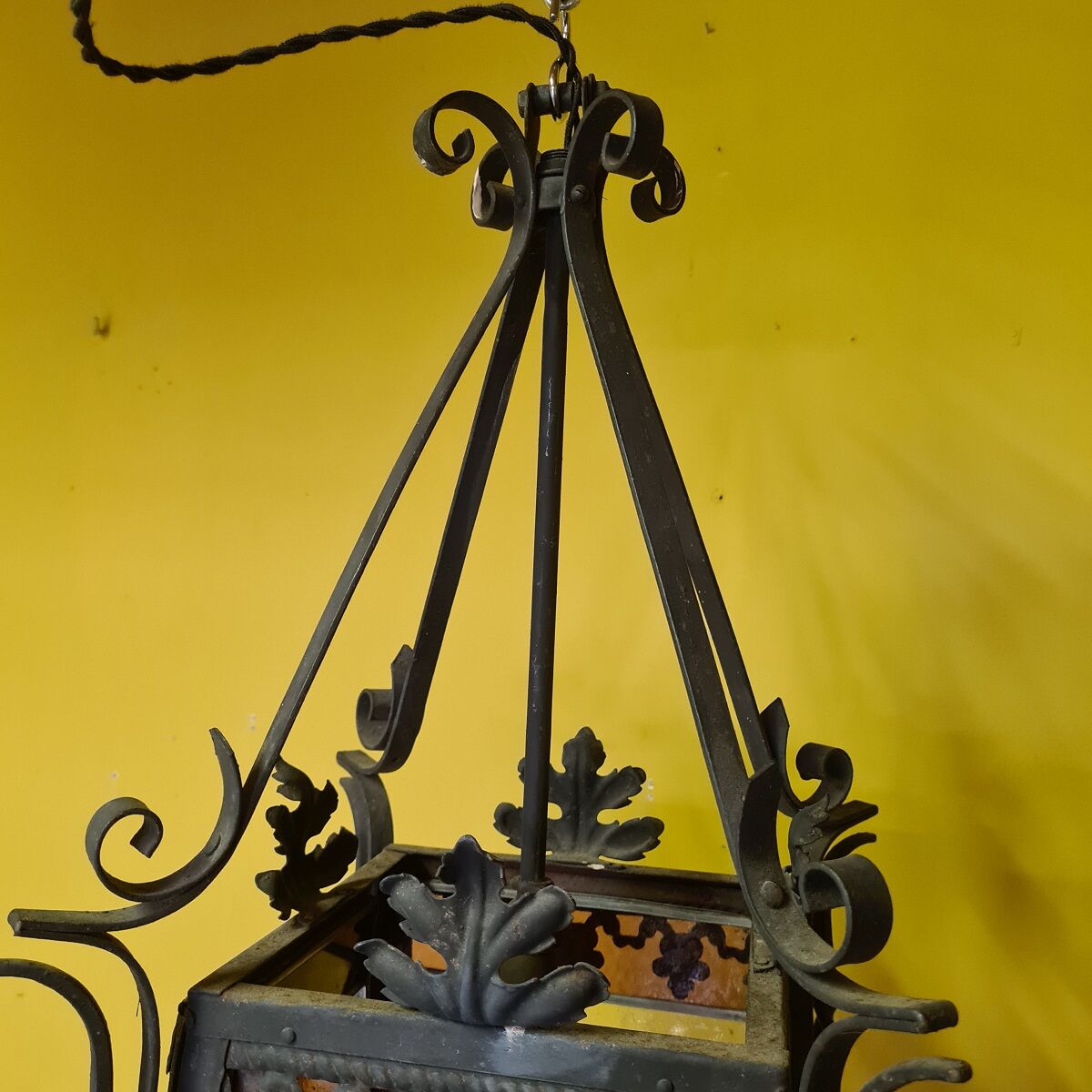 Antique french gothic style hanging lantern, from around 1900.