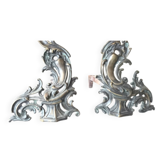 Andirons L.XV bronze and cast iron