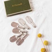 Set of 6 Christofle knife rests in the Strié model in silver-plated metal.