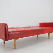 1970s Red Leatherette Sofa ,Czechoslovakia