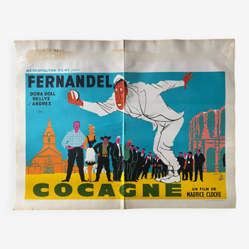 Original cinema poster "Cocagne" Fernandel, Pétanque 44x58cm 1961