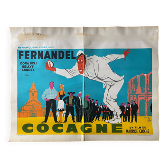 Original cinema poster "Cocagne" Fernandel, Pétanque 44x58cm 1961