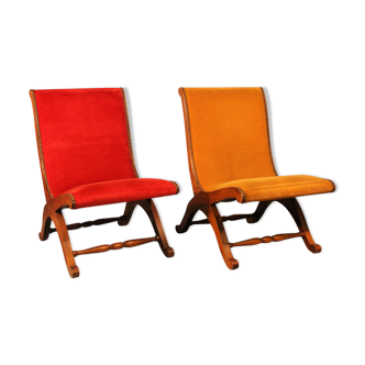 Paire de fauteuils chauffeuses vintage