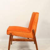 Papaya orange velvet mid century modern 1970s renovated armchair