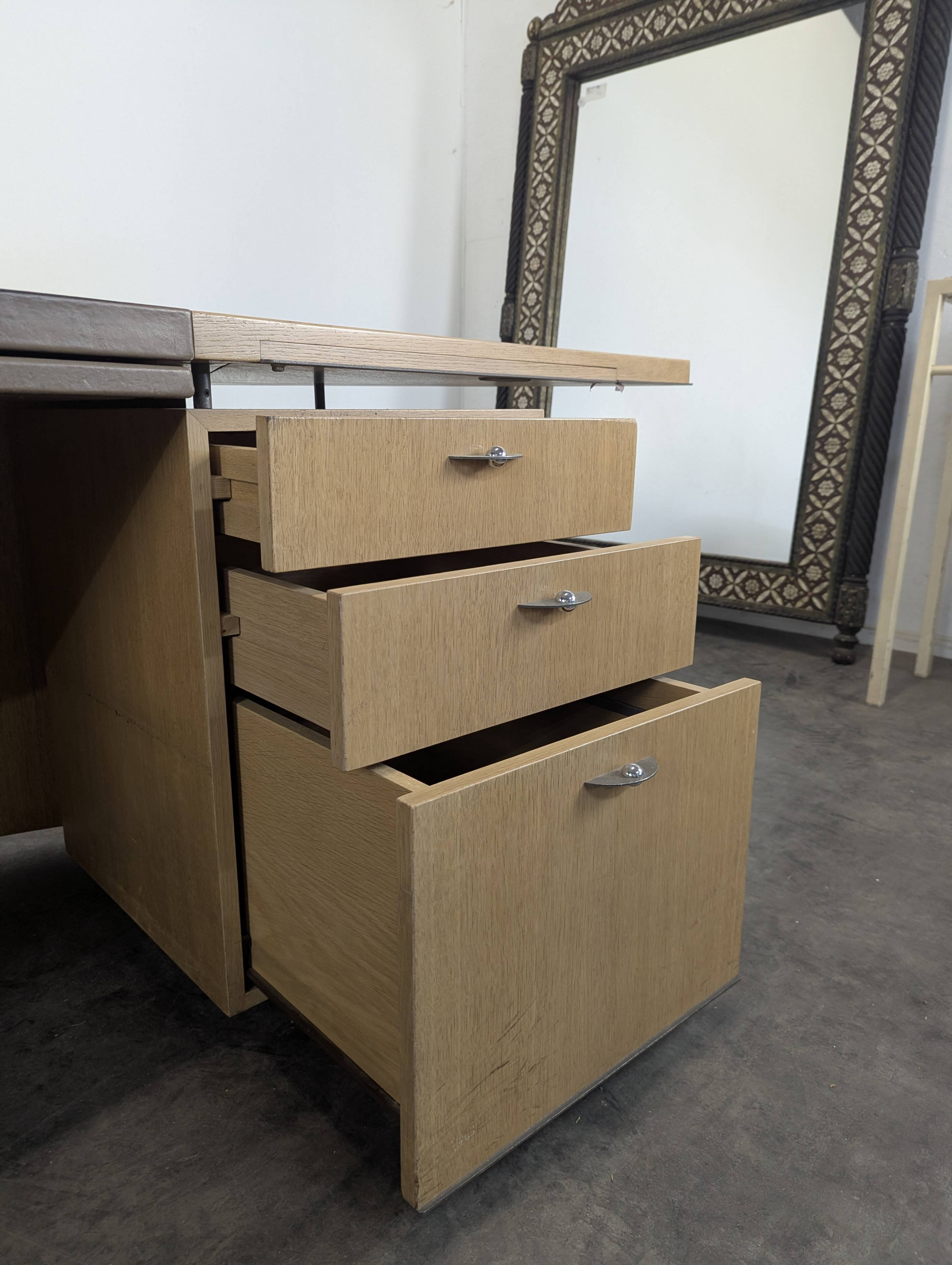 Large semicircular desk by André Putman published by Ecart International.