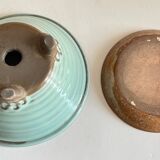 Vintage ceramic tripod pot and saucer