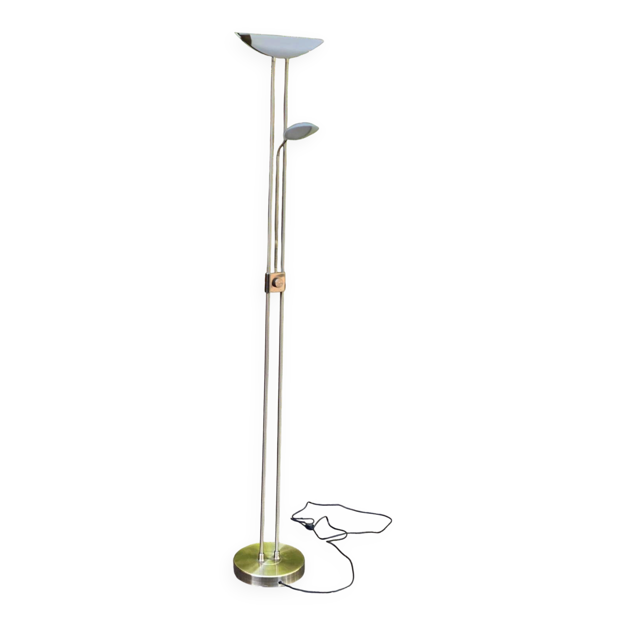 Dunakeszi vintage double floor lamp in chrome steel with reading light