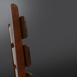 Set of six brutalist dining chairs in oak an wicker