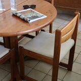 4 vintage brutalist chairs, reupholstered in cotton/linen.