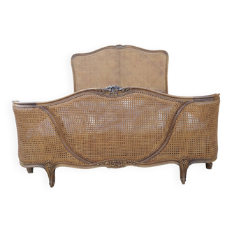 Louis XV style double cane basket bed, mid-20th century