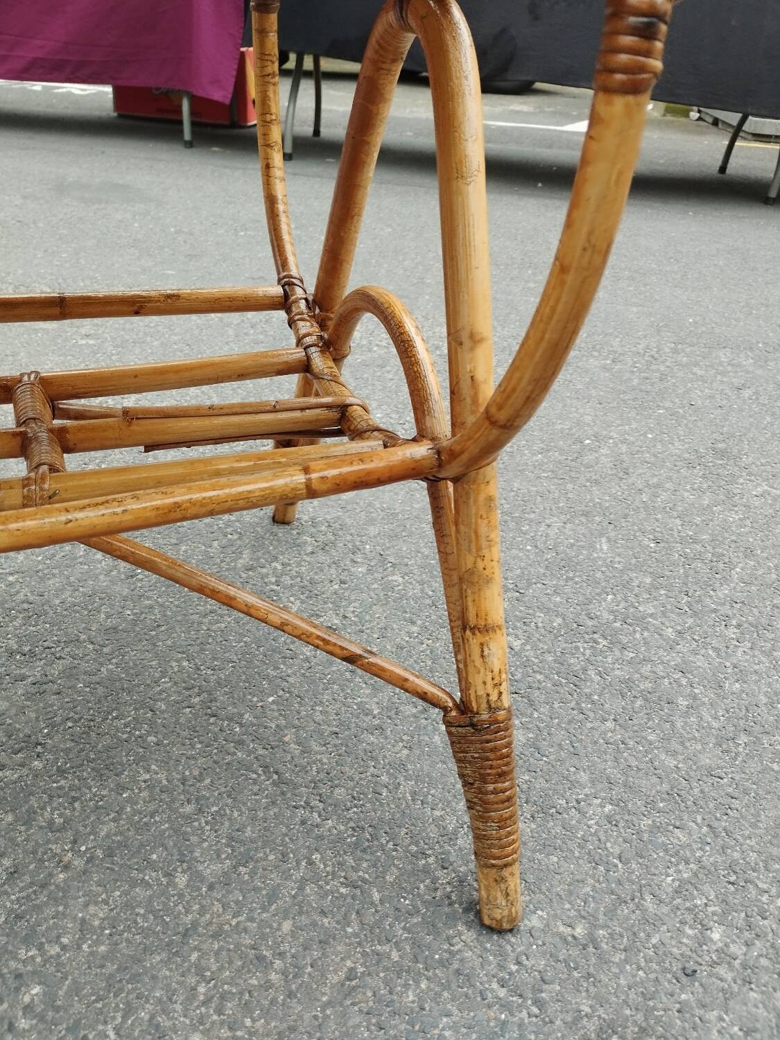 Vintage antique rattan coffee table