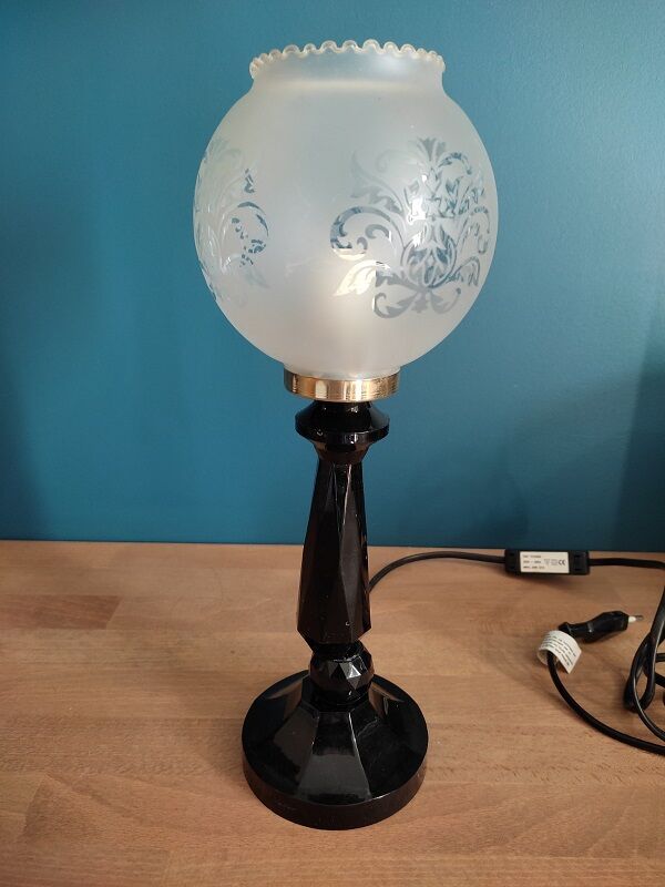 Bedside lamp living room Base black globe glass sandblasted vintage spirit dp 0222f081