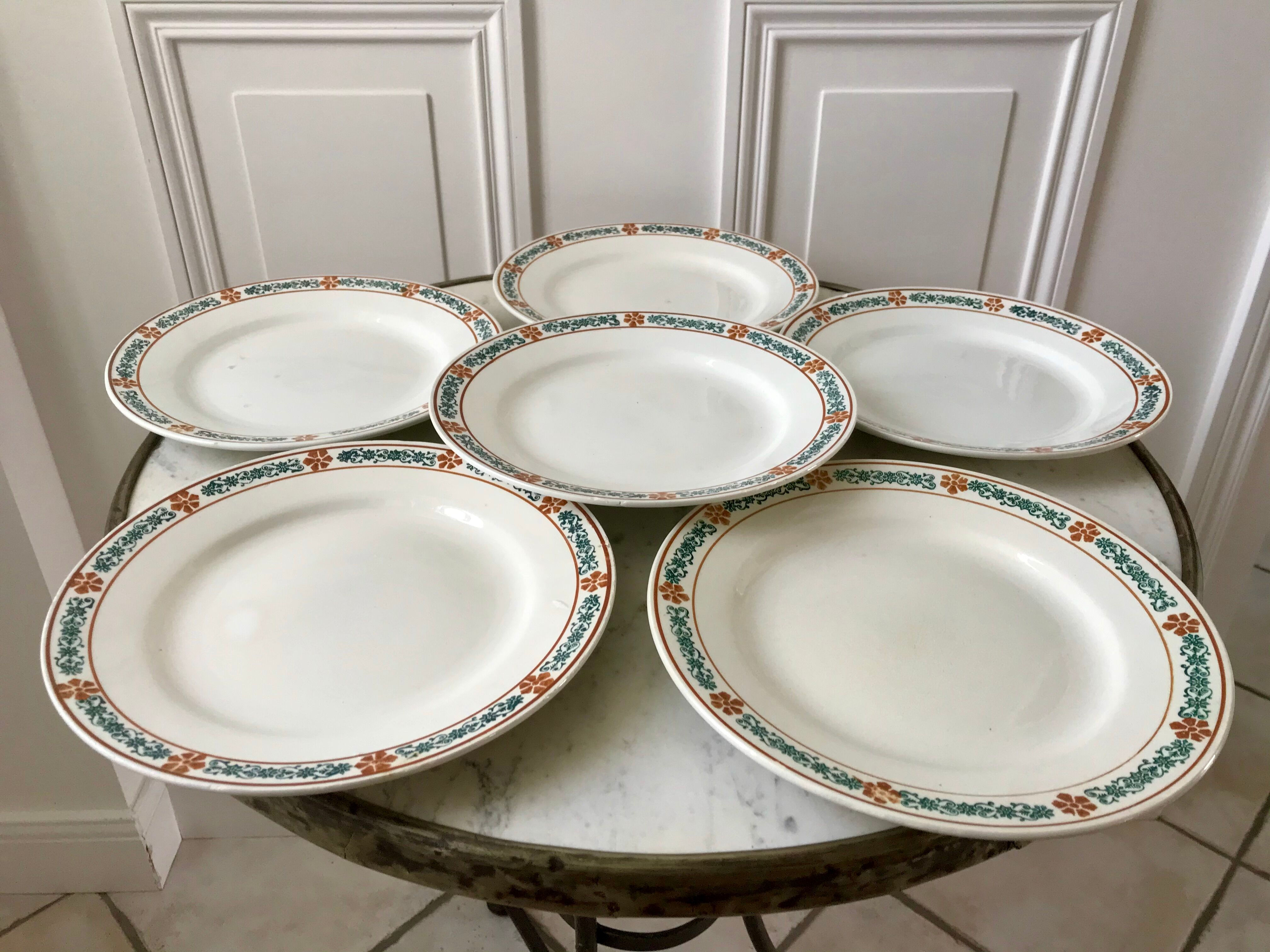 lot of 6 hollow plates Terre de Fer St Amand model "Molière" XXth