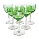 Series of 6 foot glasses in ancient green uranium glass