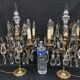 Pair of large electrified girandole candlesticks with crystal tassels