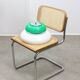 Italian Space Age Lamp in Green in White & Green Plexiglas and Chrome, 70s