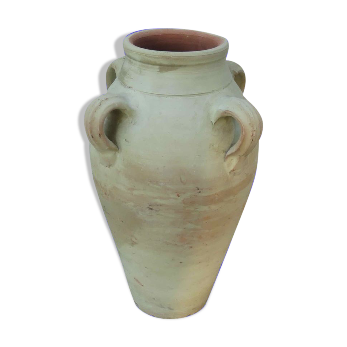 Terracotta potiche with 60s handles
