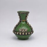 Antique green glazed ceramic vase with relief decoration – Europe